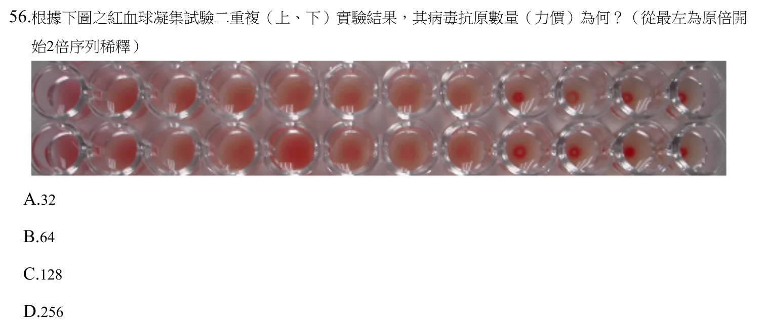 111 年第二次 臨床血清免疫學與臨床病毒學 第 56 題附圖