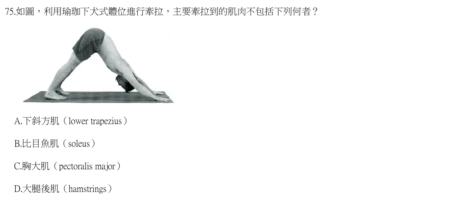 111 年第二次 物理治療基礎學 第 75 題附圖