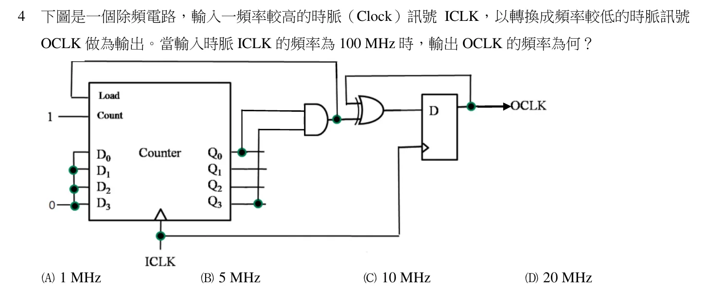 111 年 四等 計算機概要（電子工程組） 第 4 題附圖