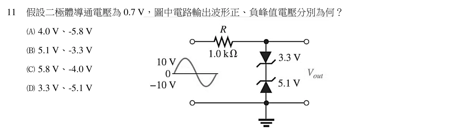 111 年 五等 電子學大意 第 11 題附圖