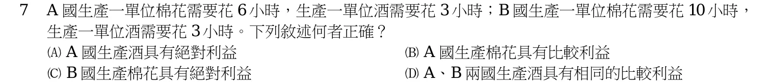 112 年 初等考試 經濟學大意 第 7 題附圖