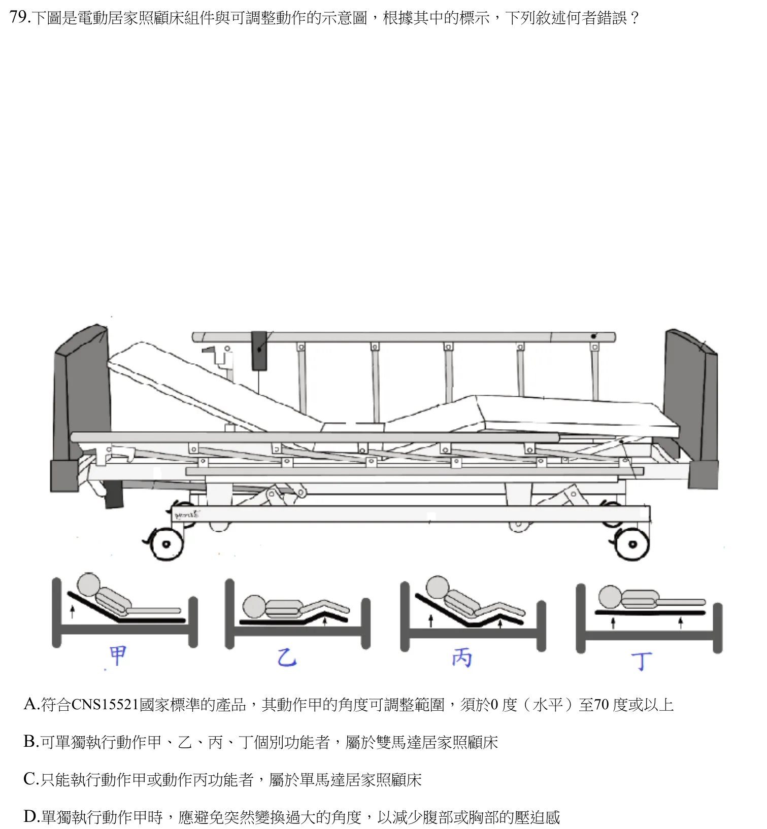 112 年第二次 物理治療技術學 第 79 題附圖