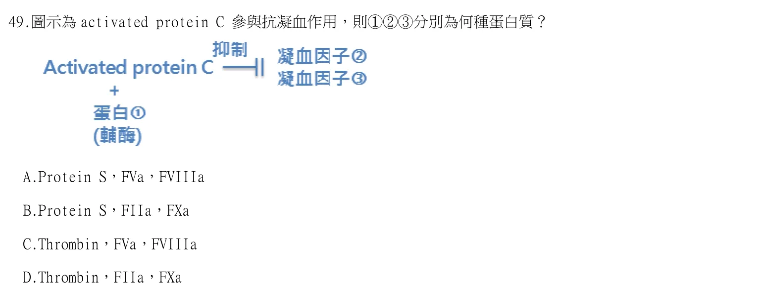 113 年第一次 臨床血液學與血庫學 第 49 題附圖