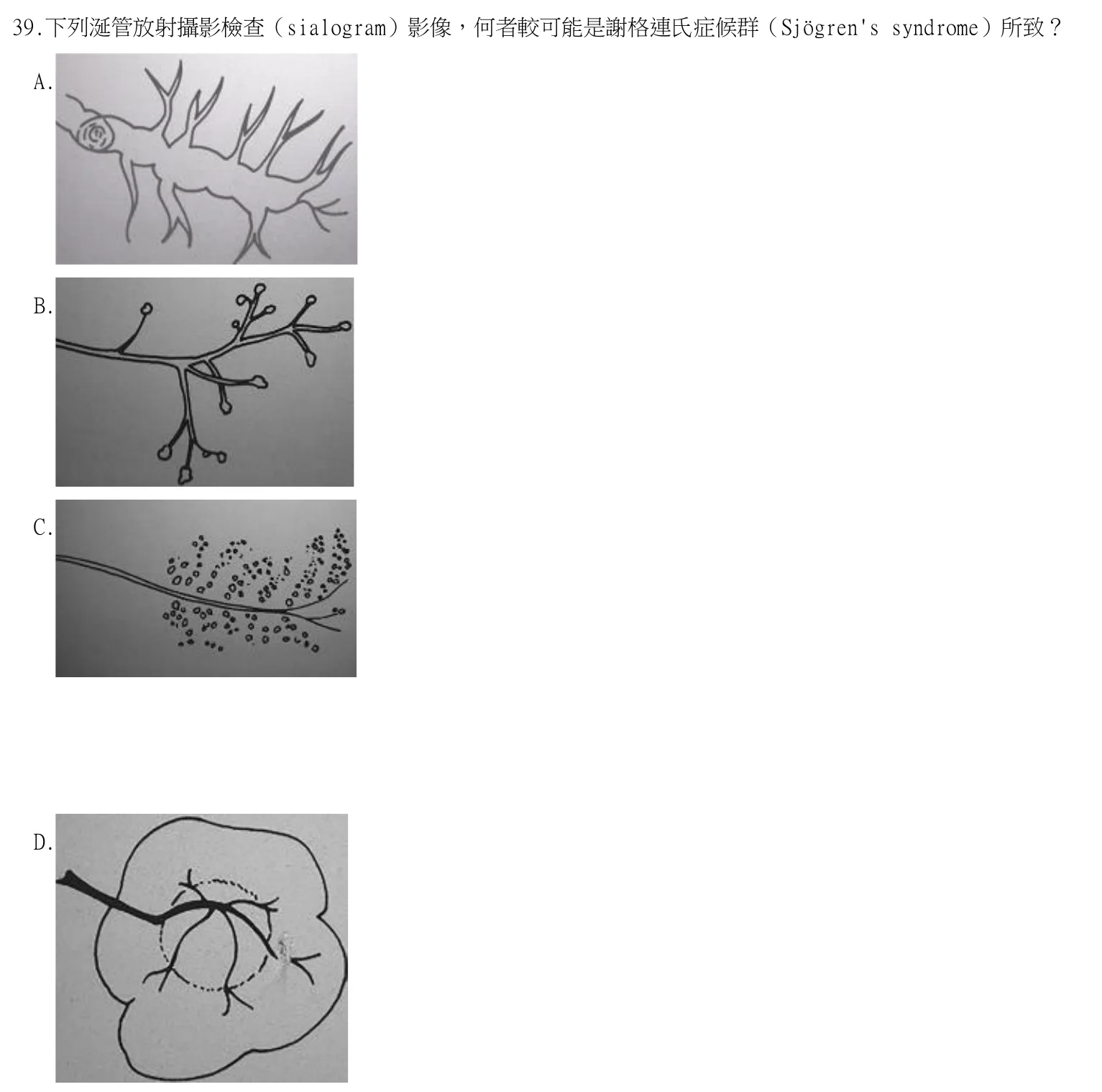 114 年第一次 牙醫學（四） 第 39 題附圖