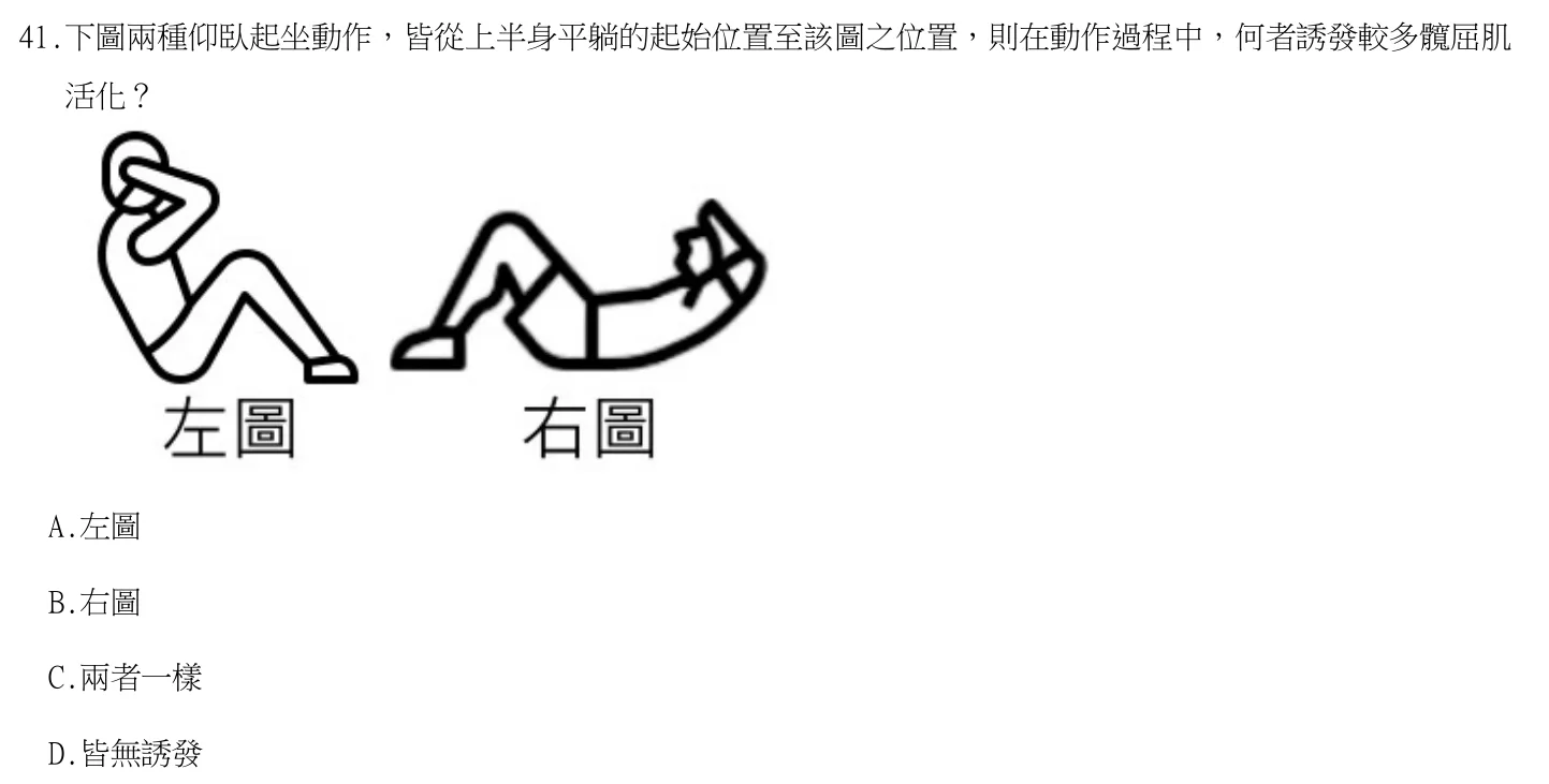 114 年第一次 物理治療技術學 第 41 題附圖