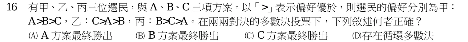 114 年 三等 經濟學與財政學概論 第 16 題附圖