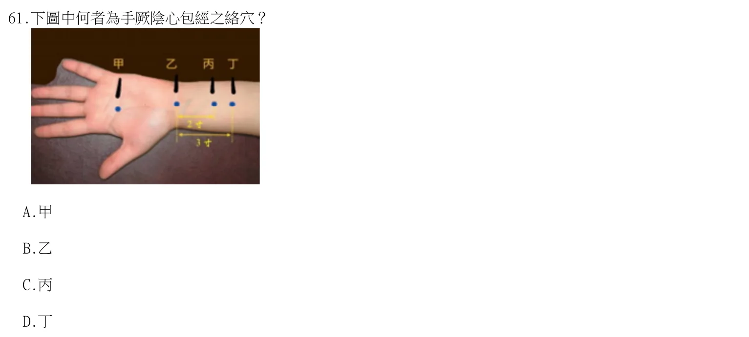 115 年第一次 中醫臨床醫學(四) 第 61 題附圖