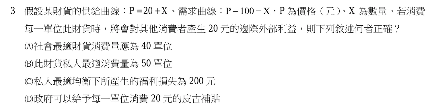 115 年 高考三級 財政學(會計組) 第 3 題附圖
