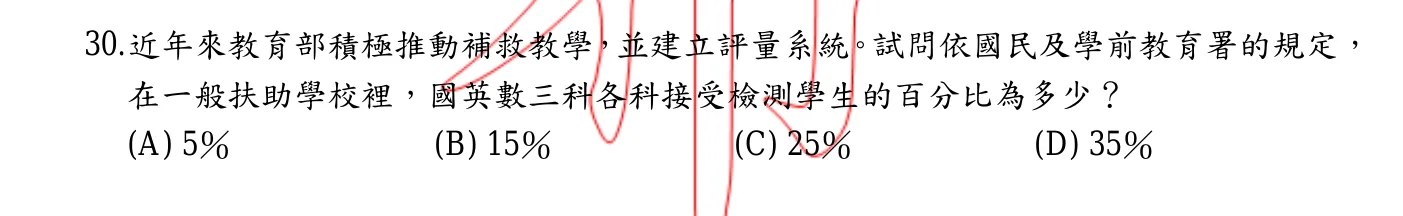 106 年 幼兒園師資類科 教育原理與制度 第 30 題附圖